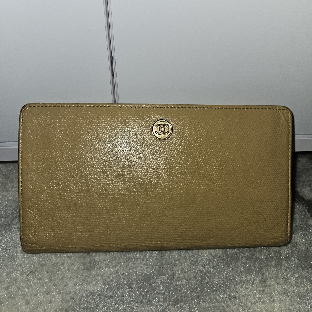 CHANEL Camel Leather Wallet with Logo